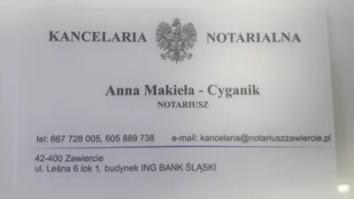 Notariusz Anna Makieła-Cyganik Kancelaria Notarialna